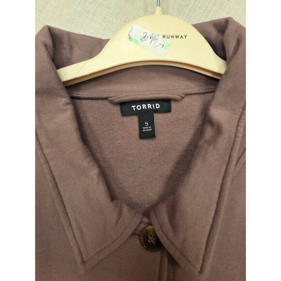 Torrid Womens Button-Up Collared Shirt Jacket Size 5X Dusty Mauve Shacket Warm - Picture 6 of 9